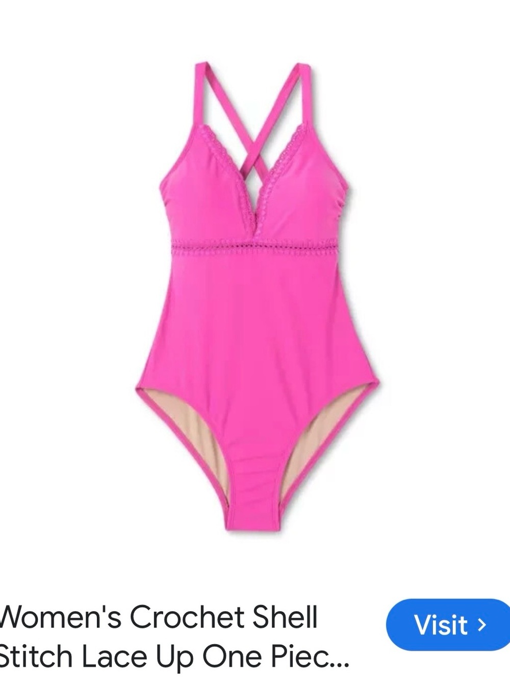 Fuchsia Lace-Trim Bathing suit